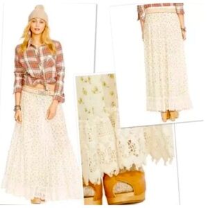 Denim & Supply Ralph Lauren Cream Floral Maxi Skirt L